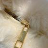 Faux Furs Shoulder Bag with Tie Zipper Casual Shoulder Bag Half Moon Purse Bag