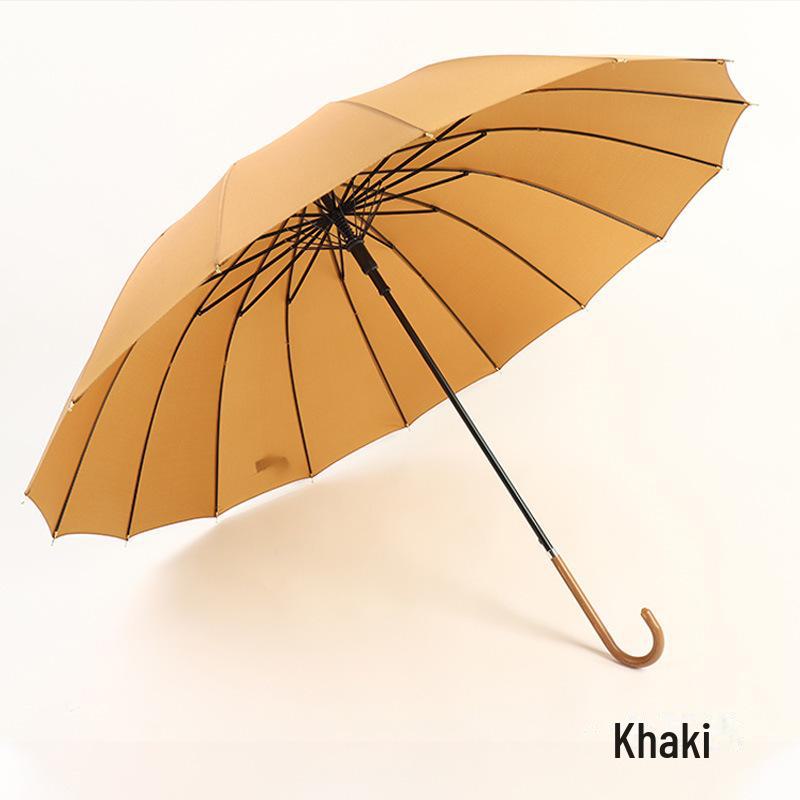 16-Rib Wind-Resistant Long Handle Umbrella with Custom Logo