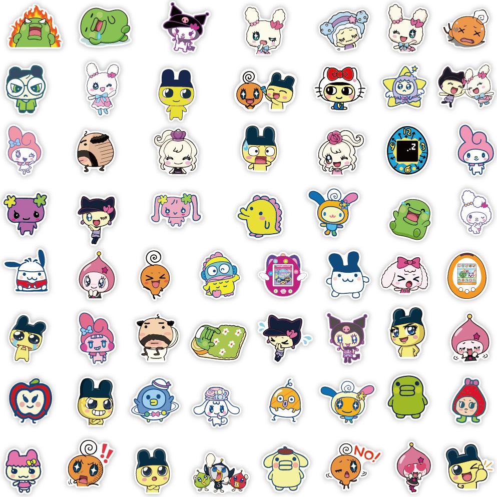 50Pcs Tamagotchi Stickers Anime Tamagotchi Luggage Skateboard Stickers Scrapbooking Phone Luggage Skateboard Waterproof