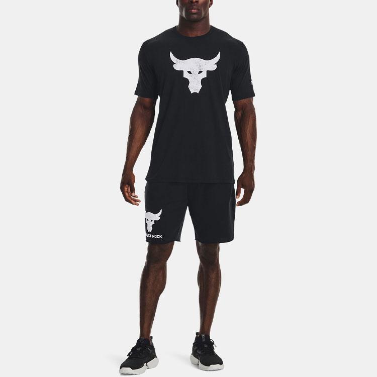 Under Armour Project Rock Brahma Bull Graphic Print Crew Neck Short Sleeve T-Shirt Men Tops Black 1361733-003