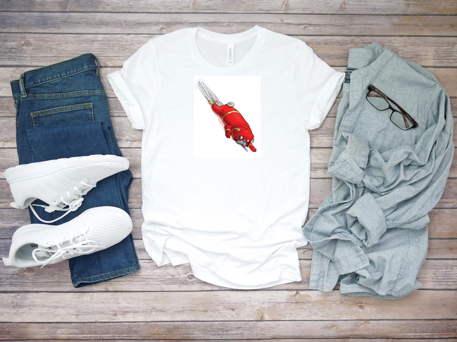 Flash Cute PUG Men short sleeve White T-shirt K1032 XL