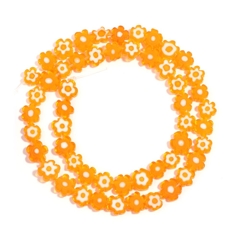 1 Strand Colorful Thousand Flower Lampwork Beads Flat Plum Blossom Loose Beads DIY Handmade Crafts Bracelet Jewelry Accessories