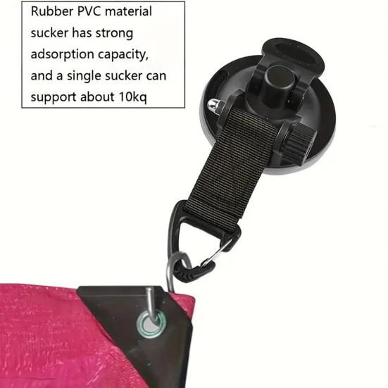 1/4Pcs Heavy Duty Suction Cup with Hook & Nylon Webbing, Securing Hook Tie Down for Glass Window, Outdoor Car Awning Camping Trap Accessories