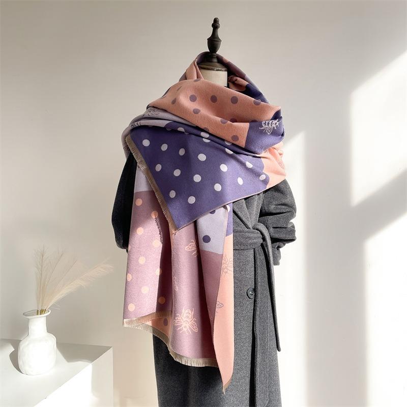 Little bee imitation cashmere scarf women's thickened versatile color matching shawl winter new scarf