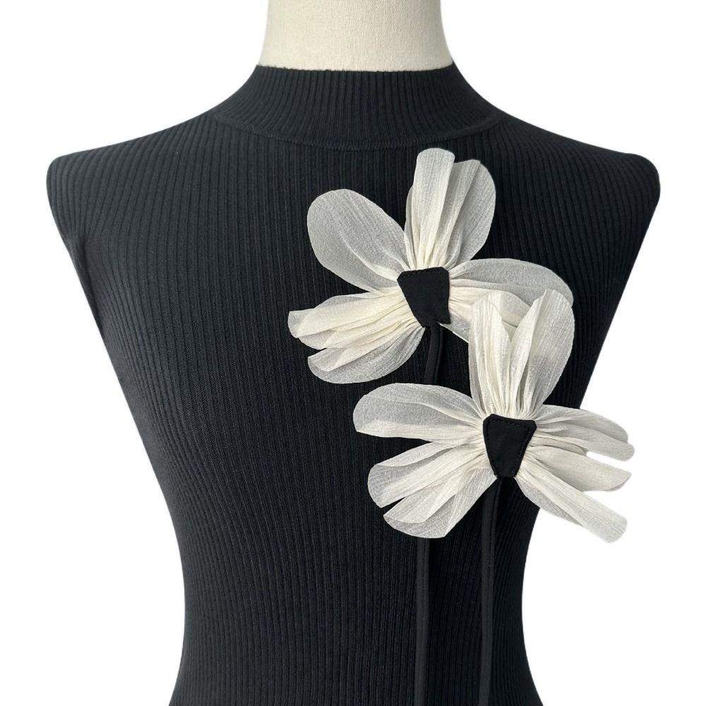 2 шт. Кружевная Ткань Цветок Брошь Аппликации Тюль Одежда Брошь Одежда Аппликации Съемная Органза Одежда нашивка белый