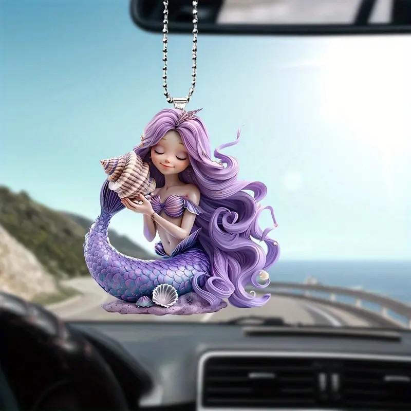 New acrylic flat mermaid fresh girl car pendant pendant backpack keychain pendant