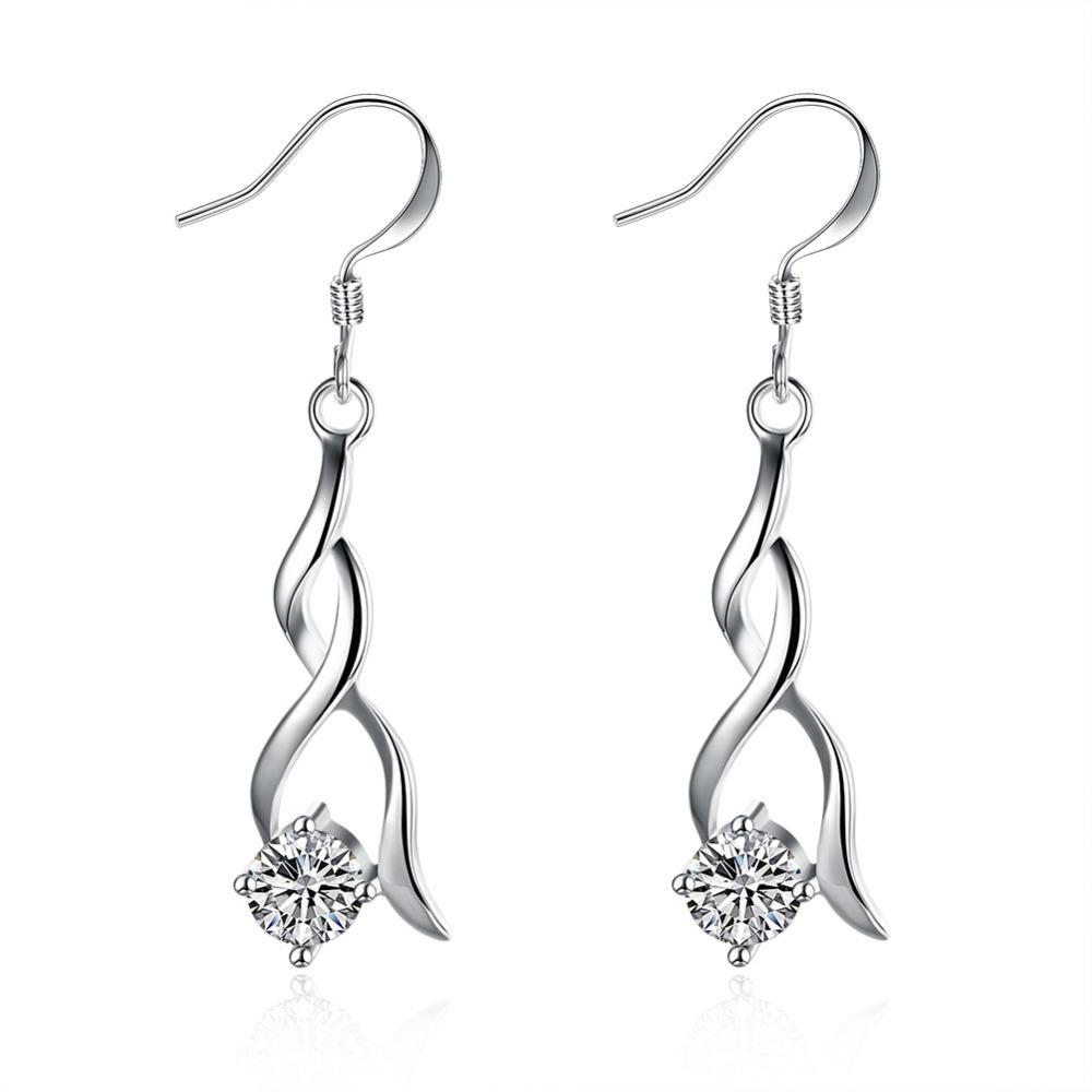925 Silver Plated Tassel Twist Earrings with Zircon Elegant Dangle Earrings for Women