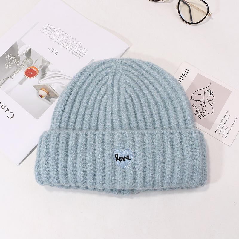 Embroidered Hat for Women In Autumn and Winter Casual Versatile Knitted Hat Ear Protection and Warmth Thickened Wool Hat Trendy and Cold Hat