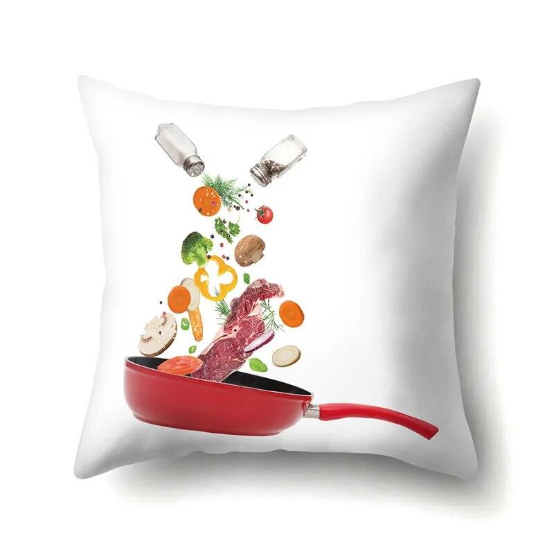 Cooking Food Pillowcase Cartoon Pattern  Lumbar Pillow Sofa   Cushion