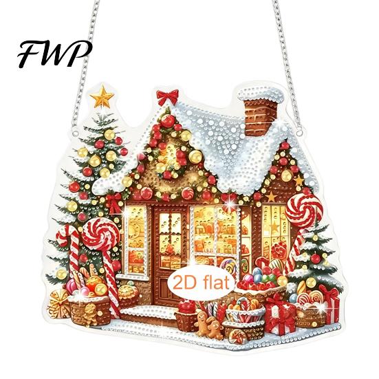 Christmas Season Decorative Accents Hanging Pendant with Chain, Lightweight Winter Wall Decor, Double-sided Colorful Xmas Party Supplies Acrylic