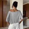In-Stock Women's Off-the-Shoulder Cropped Sexy Short T-shirt Top