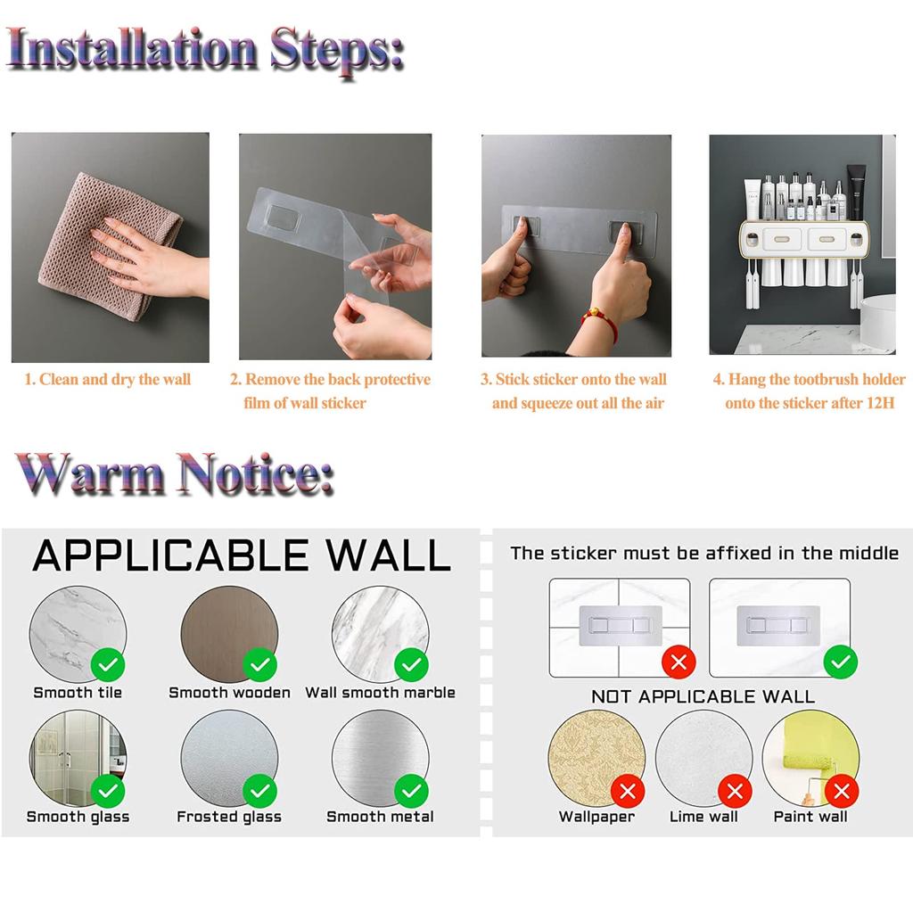 Magnetic Adsorption Inverted Toothbrush Holder 2 Automatic Toothpaste Squeezer Dispenser Storage Rack Bathroom Accessories Set