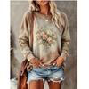 Women Long Sleeve T‑Shirt Vintage Tie‑Dye Rose Bouquet Floral Print