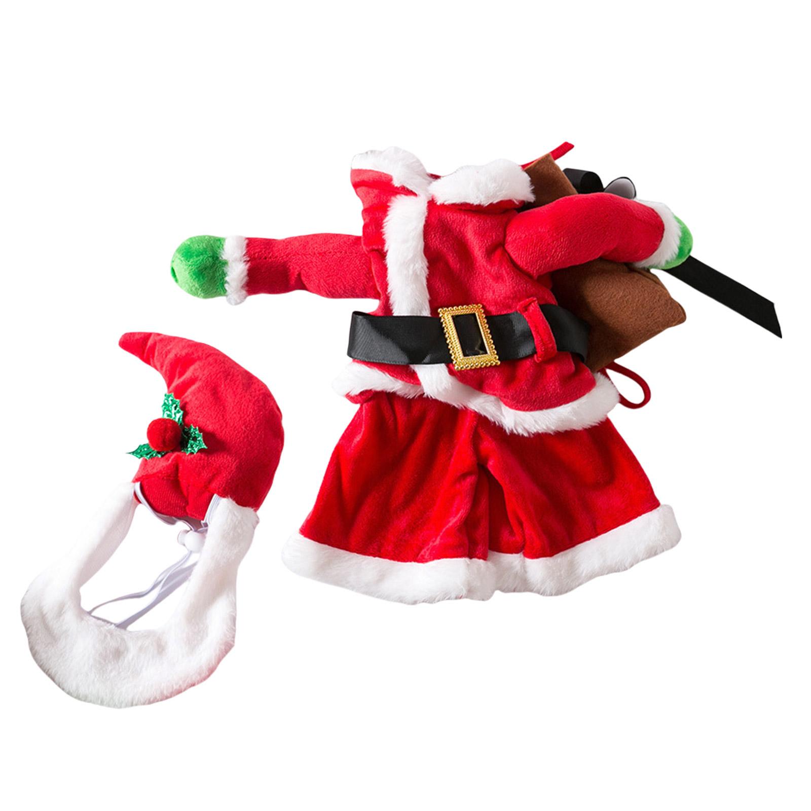 

Костюм Санты для кошки собаки со шляпой Модный костюм шапка Санты для собаки Рождественское празднование Комбинезон для питомца Фестивальная одежда M