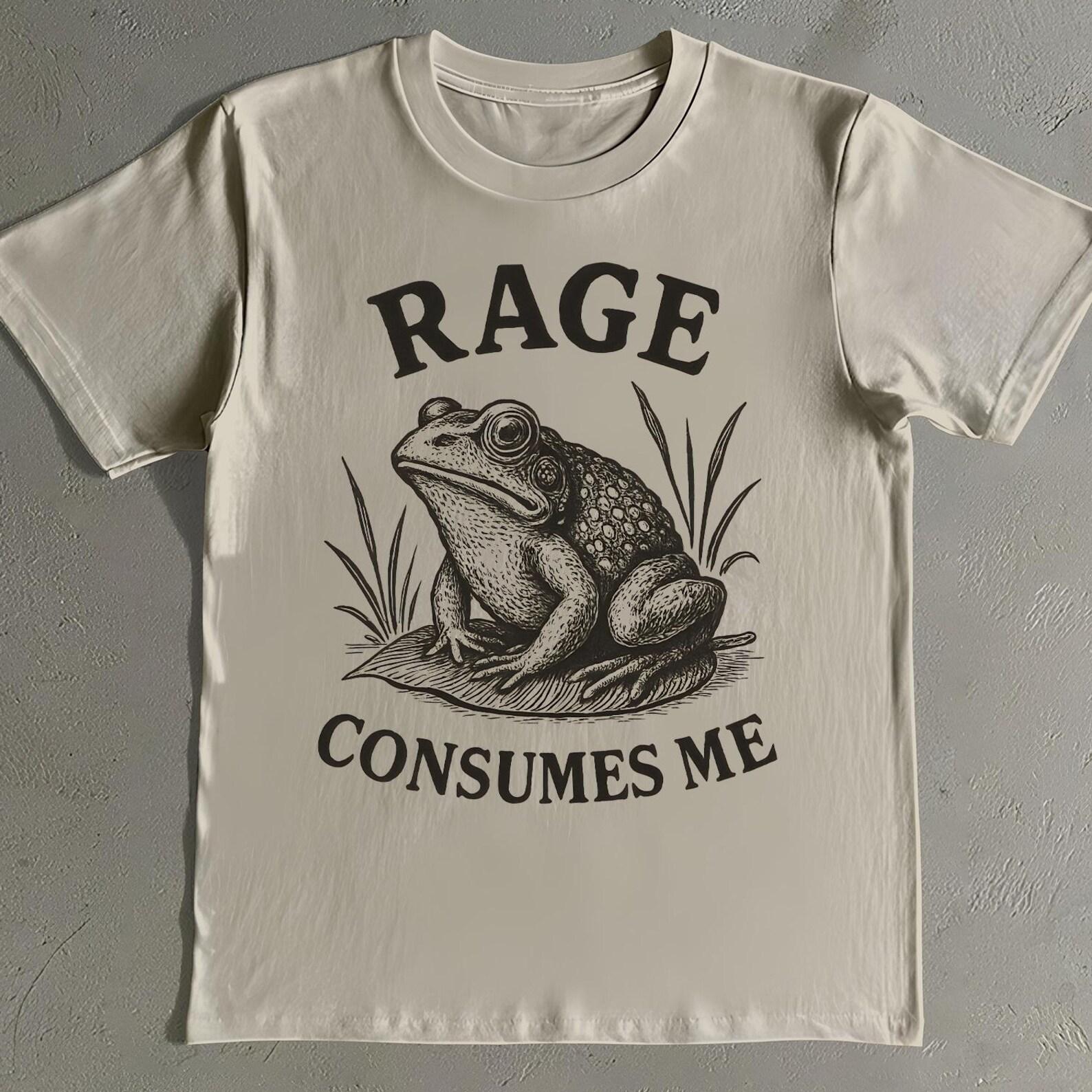 Rage Consumes Me Frog Shirt: Funny Vintage Toad Meme Tee S