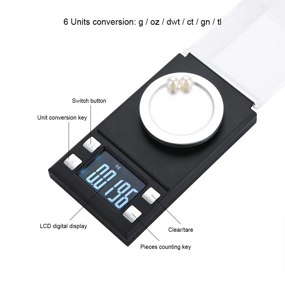 Tragbare LCD Digitale Elektronische Taschenwaage Hochpräzision 0,001g Schmuck Gold Wiegen (100 g)