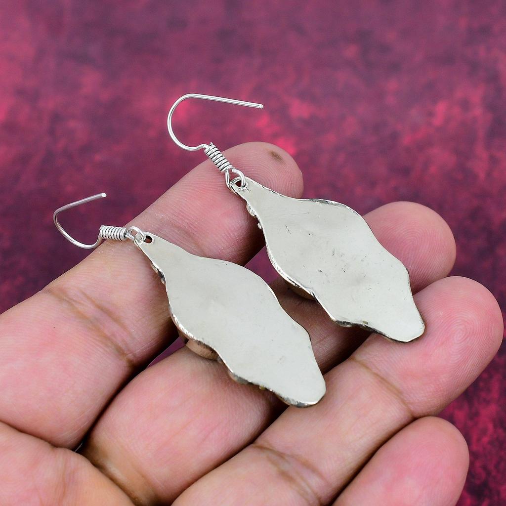 Turquoise & Coral 925 Solid Sterling Silver Nepali Earrings, Handmade Gemstone Earrings Jewelry, Gifts For Wife Brand New Earrings