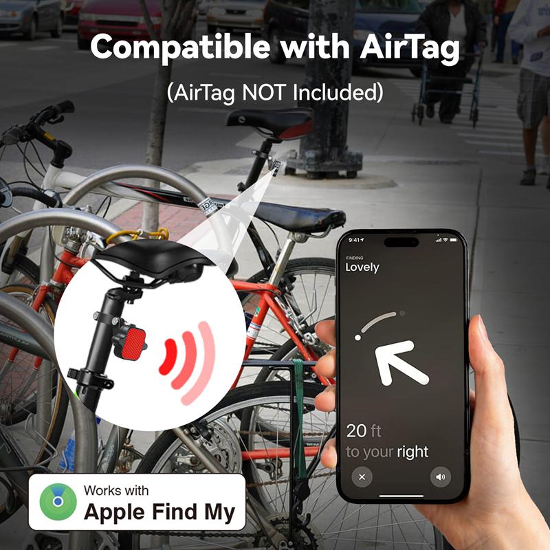 MiLi Smart Bicycle Taillight Airtag Locator GPS Tracker Device Mountain Bike High Brightness Night Riding Warning Light