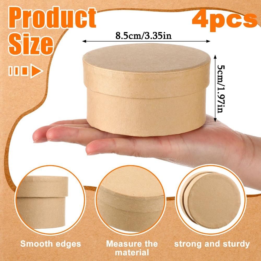 4pcs Round Paper Mache Box Mini Gift Box with Lid Gift Wrap Box Nesting DIY Cardboard Craft Empty Boxes Party Favor Box
