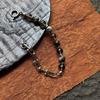 Unisex Gaga Snowflake Obsidian & Stainless Steel Handmade Bracelet