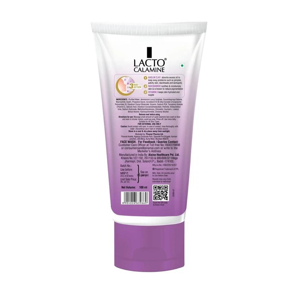 Lacto Calamine Daily Facewash With Kaolin Clay And Vitamin E, Niacinamide 100ml