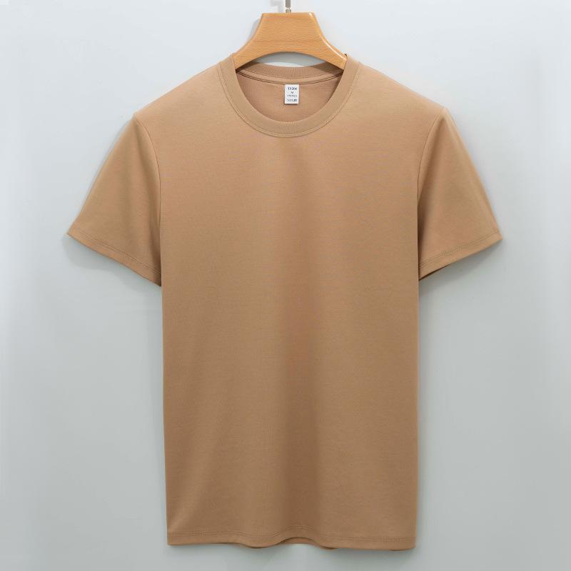 Light Cotton T-shirt Men's Short-sleeved Pure Cotton Long Velvet Horse Cotton Round Neck Three-pin White Small T Men's T-shirt