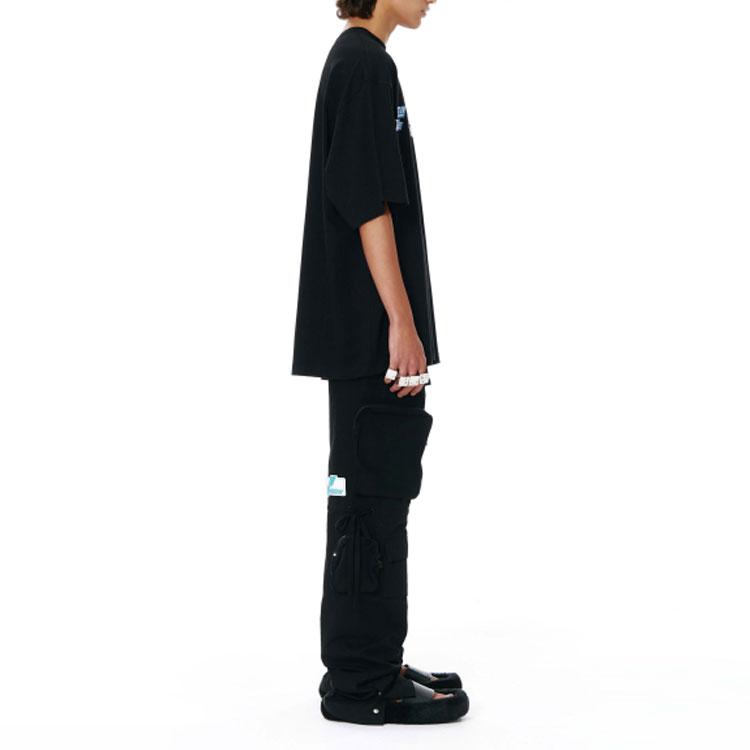 We11done Ss22 Logo Print Round Neck Short Sleeve T-Shirt Unisex Tops Black WD-TT1-22-694-U-BK