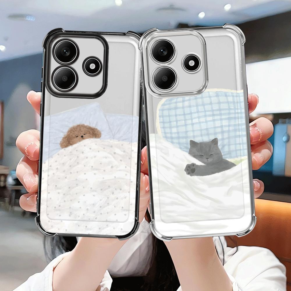 Cartoon Sleeping Cat Case for Redmi Note 14 Pro Plus Note 13 12 11s 10 Lite K80 13C 11 A3 A5 9 Pro Phone Cover