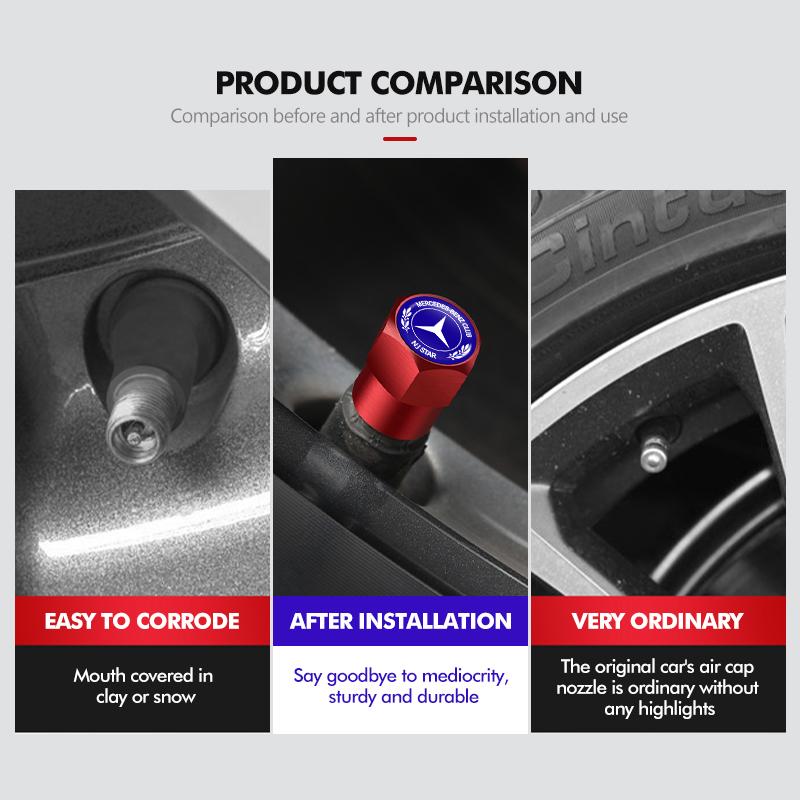 Car Sticker 4pcs Car Wheel Tire Valve Tyre Caps Universal Auto Accessories For Mercedes Benz CLK GLC W212 C200 C300 W203 W204 W2