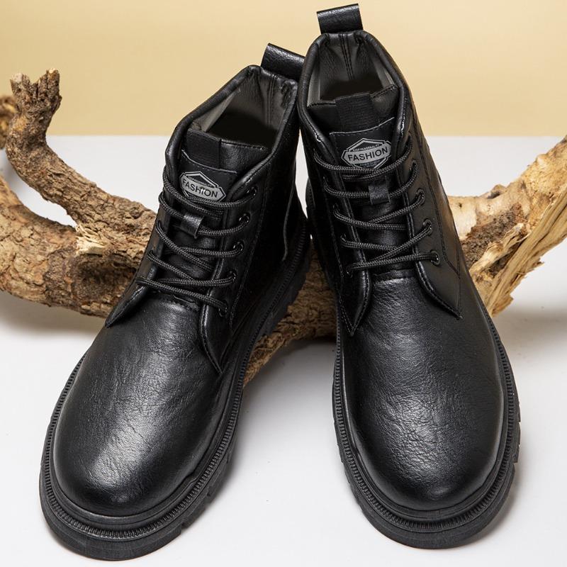 Men's high-top shoes new autumn versatile trend Martin boots outdoor non-slip thick-soled men's leather shoes