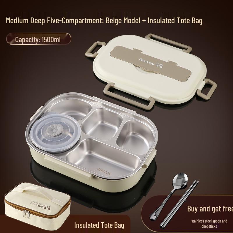 304 Stainless Steel Leak-Proof Insulated Lunch Box for Office and School, Food-Grade Square Bento Box.
