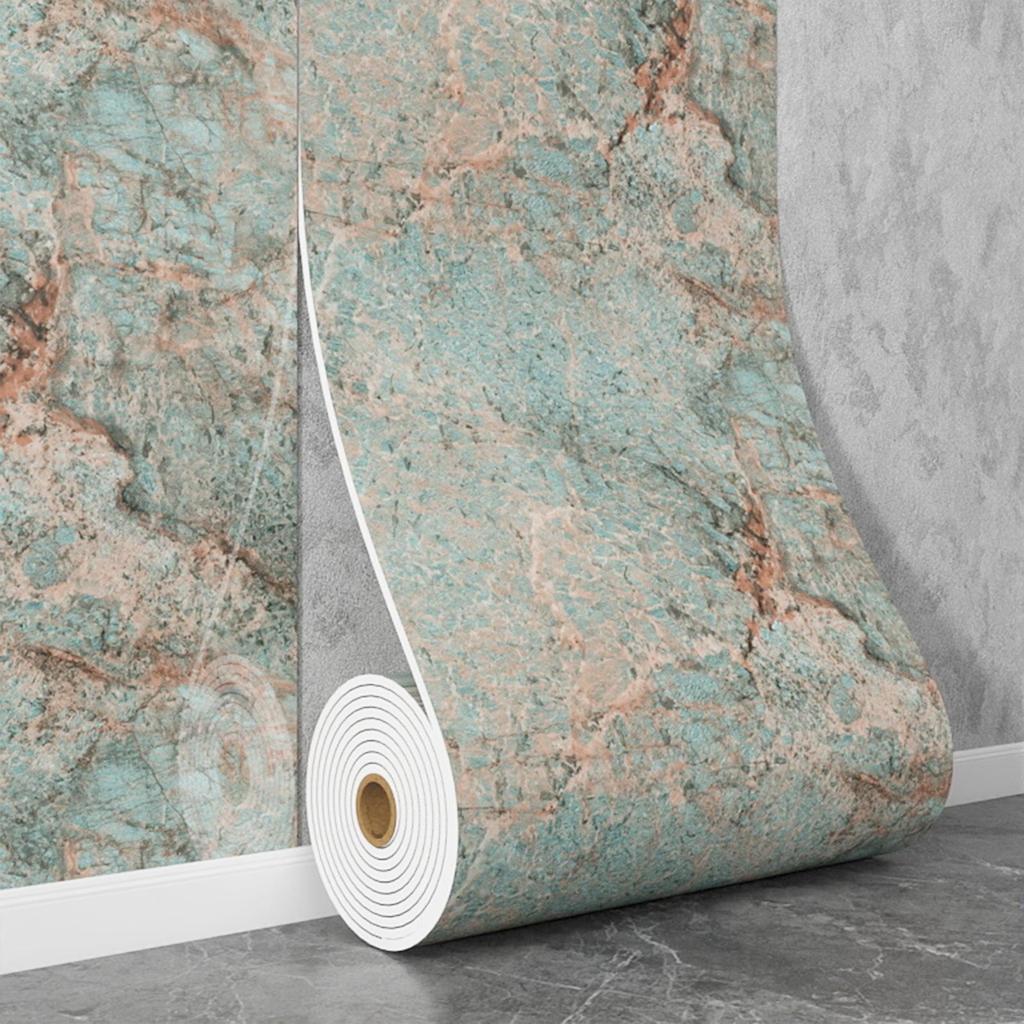 Self-Adhesive Waterproof Imitation Marble Tile Wall Sticker for Bathroom, Living Room, Kitchen, and TV Background.