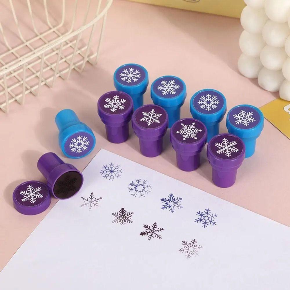 8Pcs Plastic Christmas Snowflake Stamp Self-Adhesive Snowflake Pattern Holiday Stamp Set Self-Adhesive Stamps Christmas Parties