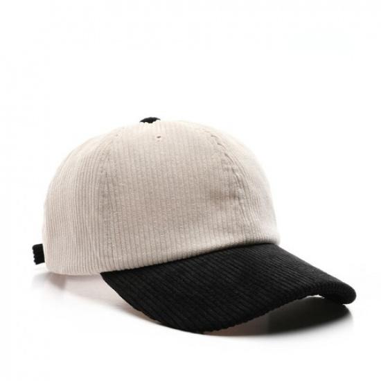 Men Casual Corduroy Baseball Cap Adjustable Strap Two Toned Trucker Hat Summer