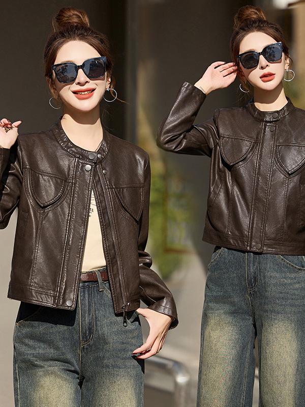 Women's Genuine Leather Baseball Jacket - Spring/Autumn 2025, Haining Sheepskin, Small Size, Short Coat.