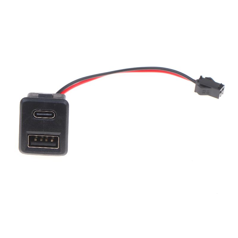 

1/2/5Pcs Double Layer Usb Female Base Type-C Socket With Cable Connector Female Usb Lamp Charging Power Socket For Electronics 1Pc