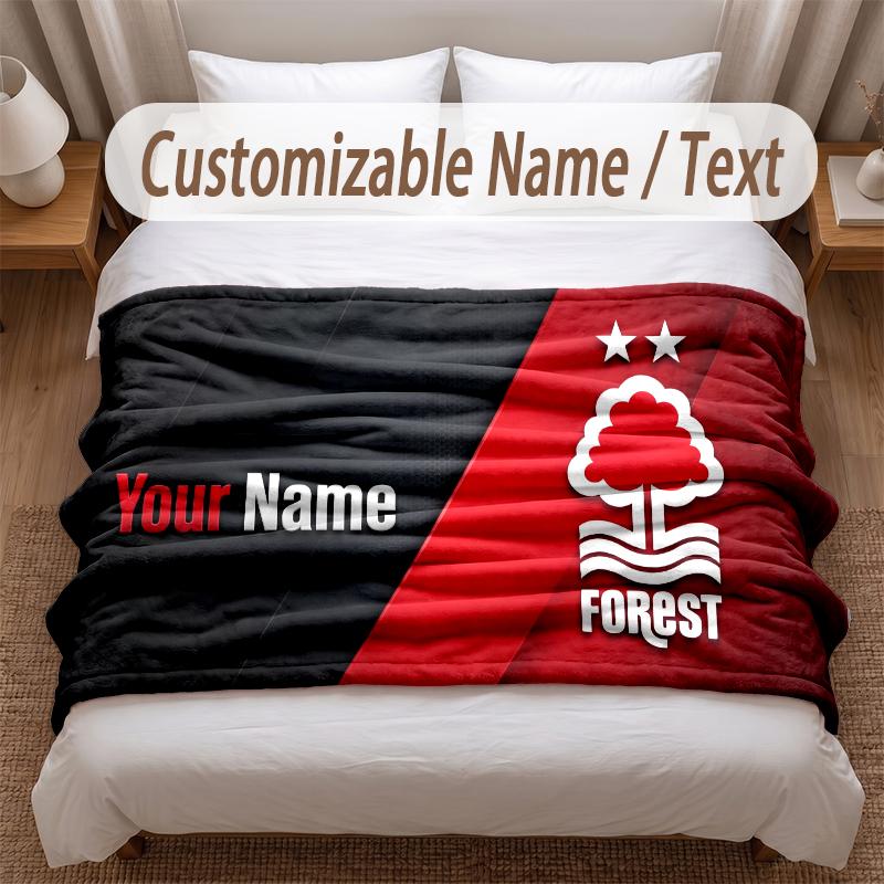 Nottingham Forest Printed Flannel Blanket Custom Name Text Soft Warm Throw For Bedroom Holiday Gift