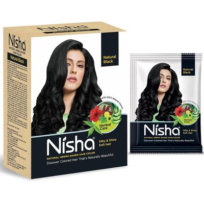 Polvo de Henna Natural Nisha Color de Cabello Negro Natural Tinte Semi-Permanente Para Cabello Sedoso y Brillante Paquete de 60g de 1