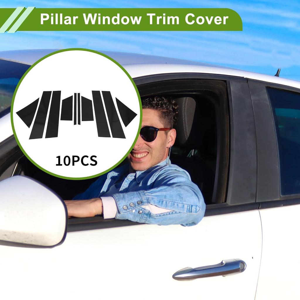 Door Pillar Window Trim for Chrysler 200 2011-2014 Black Front Rear Left Right Anti Scratch Sticker Pillar Posts Cover 10 Pcs