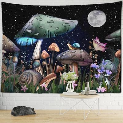 Psychedelischer Pilz Wandbehang Tapisserie Hexerei Mystischer Nachthimmel Anime Mond Schnecke Home Room Decor