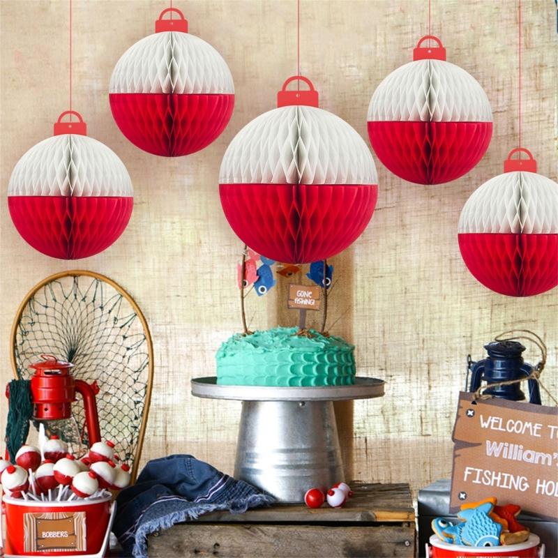 10 Stück Elegante Bobber Papierwabenbälle Dekoration für Angler-Mottoparty Tisch- und Decken Dekorationen
