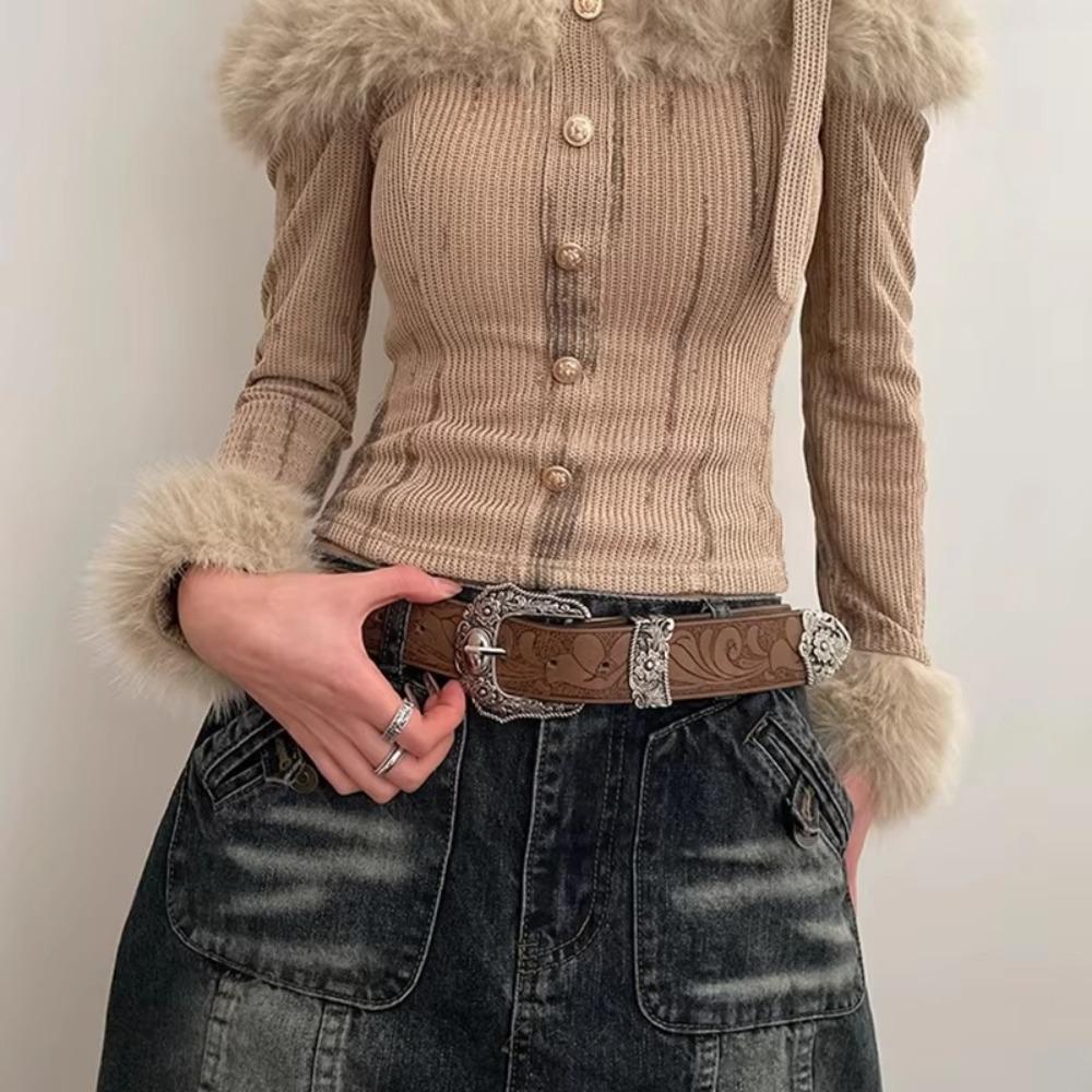 Vintage PU Leather Waistband Versatile Cowgirl Waist Belt Luxury Jeans Belt