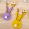 4pcs Cartoon Easter Fork Bag Rabbit Cutlery Holder Bag Lightweight Easter Bunny Utensil Holder  Felt