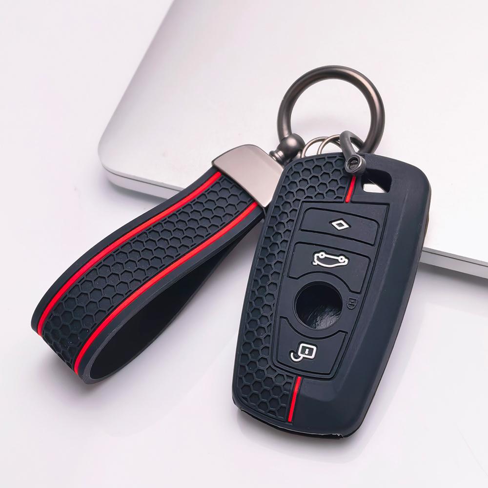 Key Fob Cover for BMW X1 X3 X4 X5 X6 M2 M3 M4 with Keychain Anti-Scratch Guard Shockproof Protection Soft Grip Texture Responsive Button Touch