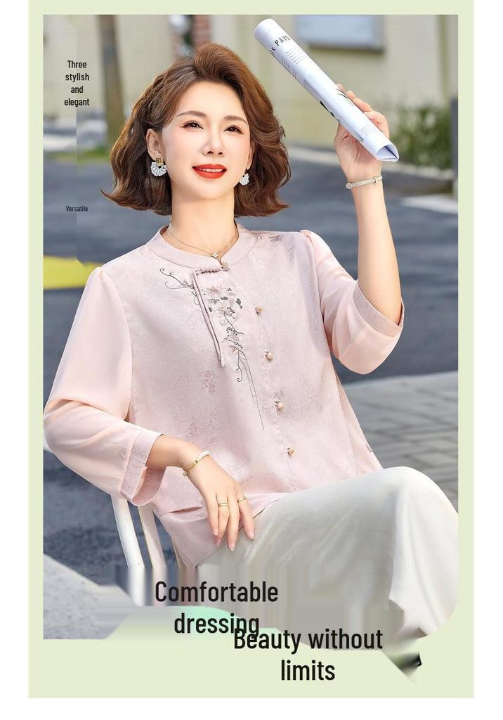2026 Summer Chinese Style Fashion Top: Elegant Temperament Shirt for Middle-Aged & Elderly Women