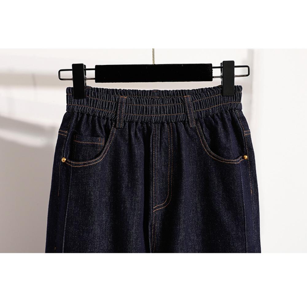 DIMANAF 2025 Plus Size Jeans Autumn Denim Women Jeans Pants Elastic Basic Blue High Waist Trousers Oversize New Pants 5XL