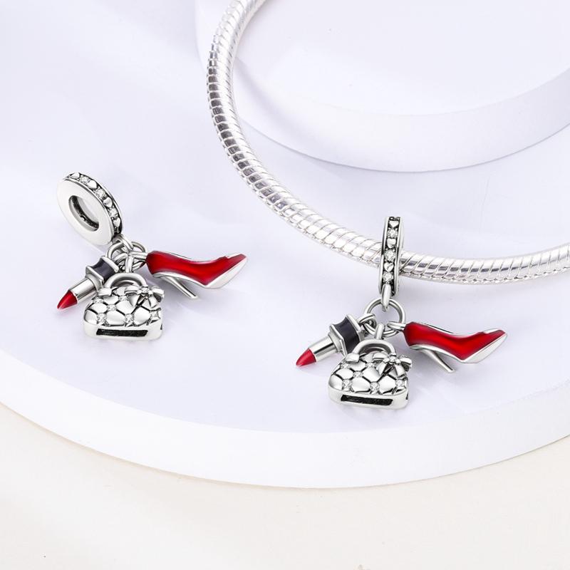 925 Sterling Silver Charms Pendant Perfume Bottle Lipstick High Heels Charming Women's Charms Fit Original Bracelet Jewelry Gift
