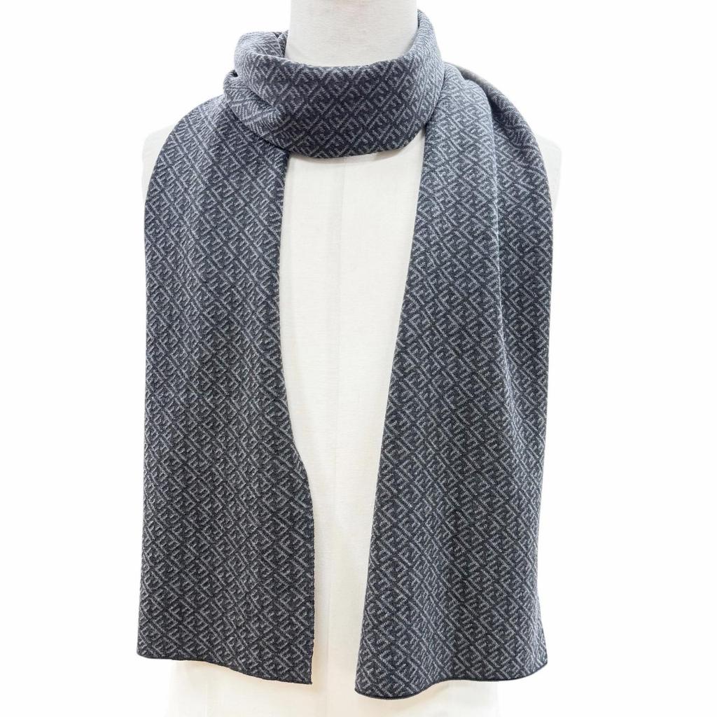 Pristine FENDI Scarf Micro Zucca Pattern gray wool mens Used