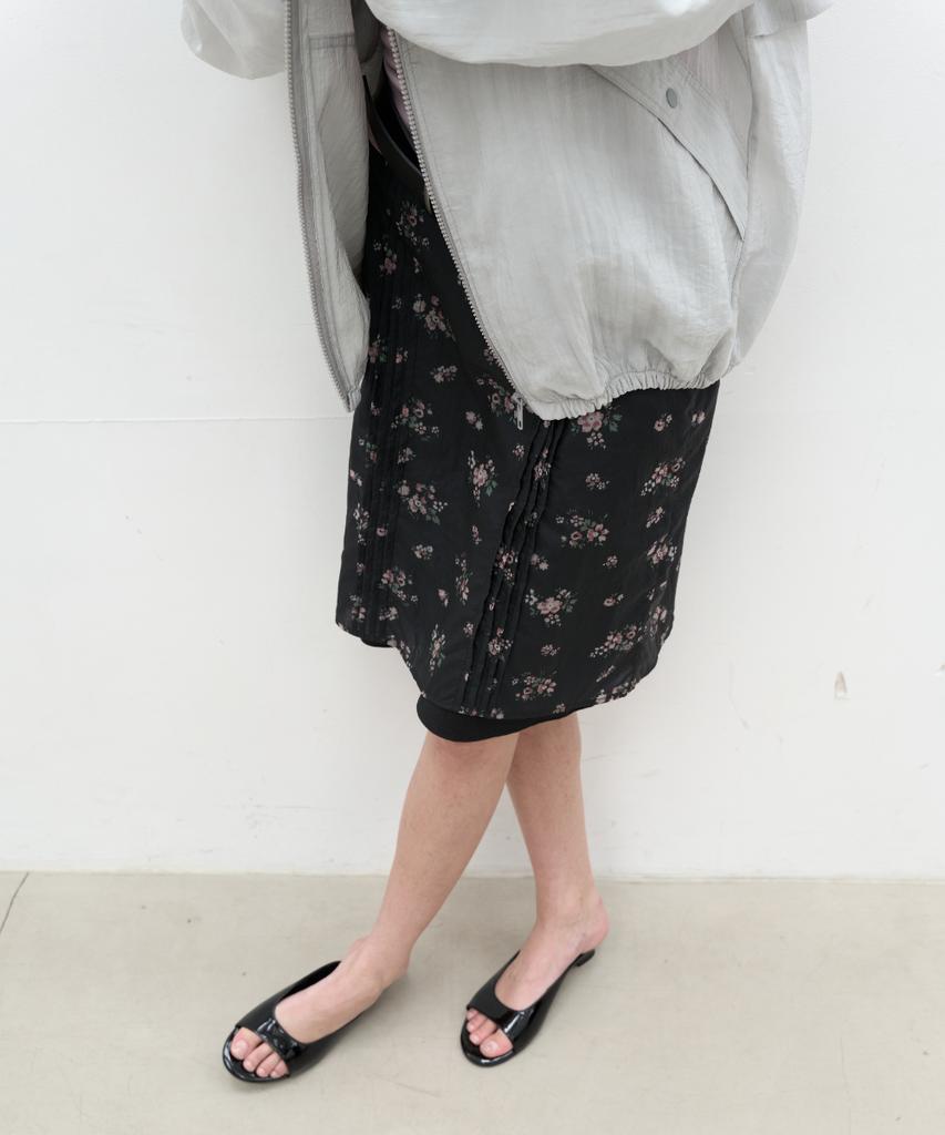 Seolan Floral Midi Skirt_Black