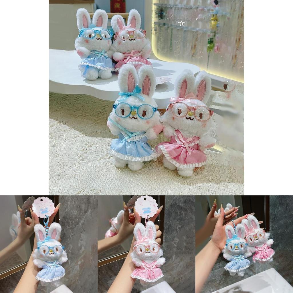 Glasses Rabbit Plush Keychain With Removable For Collectors And Gifts